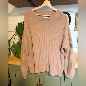 Aerie Beige Ribbed Knit Sweater – Women’s XS